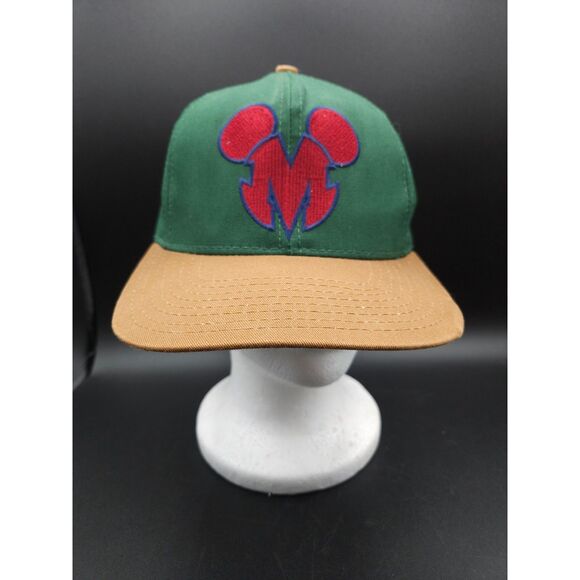 Vintage Goofys Hat Company Mickey Mouse Green and Brown Snapback Hat Mickey Ears - Picture 1 of 10